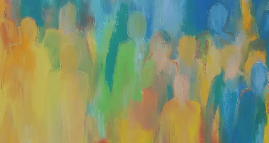 water painting of people's silhouette to represent of one can feel lost when wanting to loose weight
