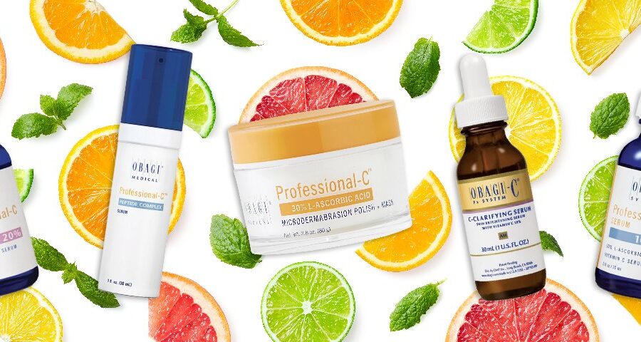 Collage of Vitamin C products from Obagi